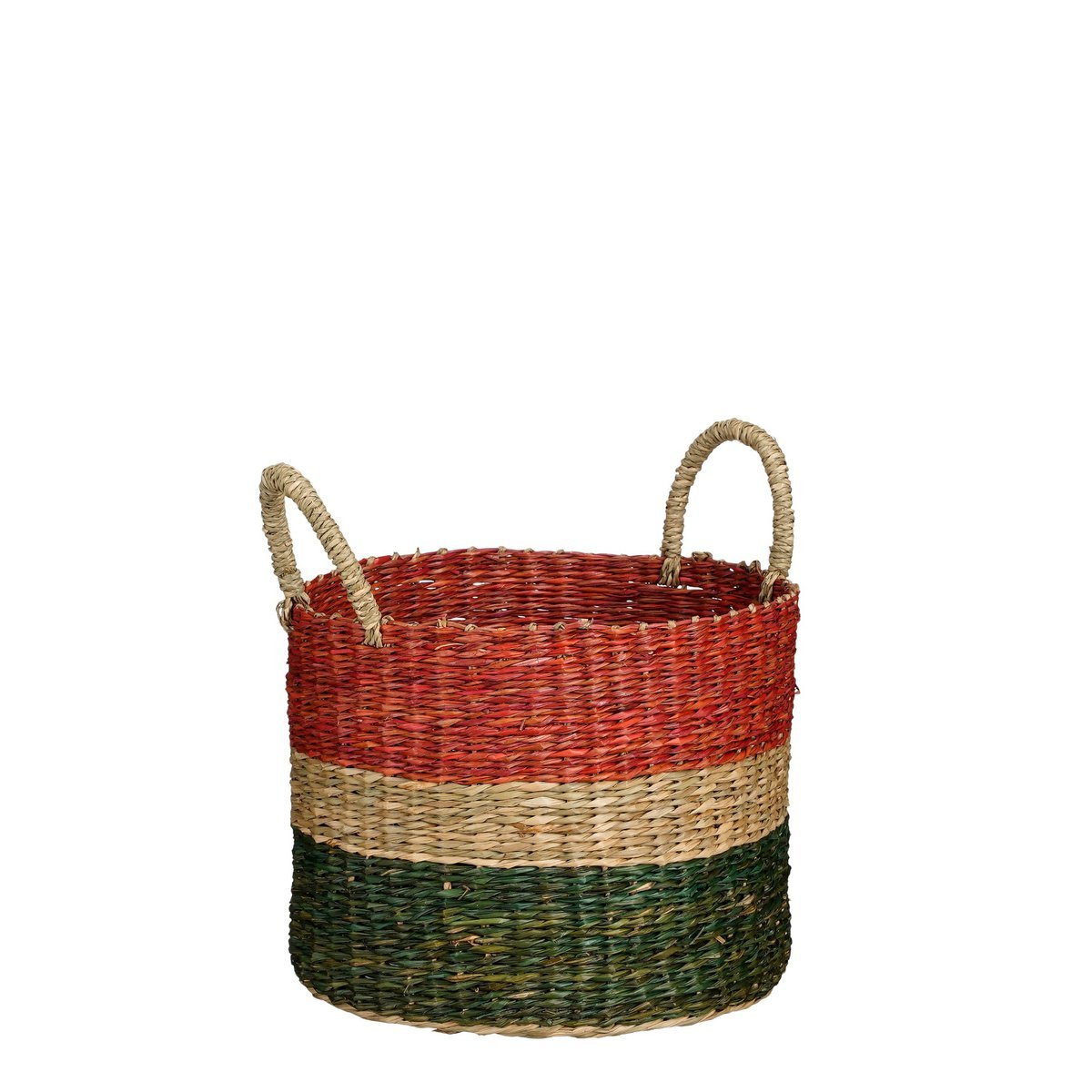Mand - Set van 3 - H29 x Ø32 cm - Bruin, Rood, Groen, Roze