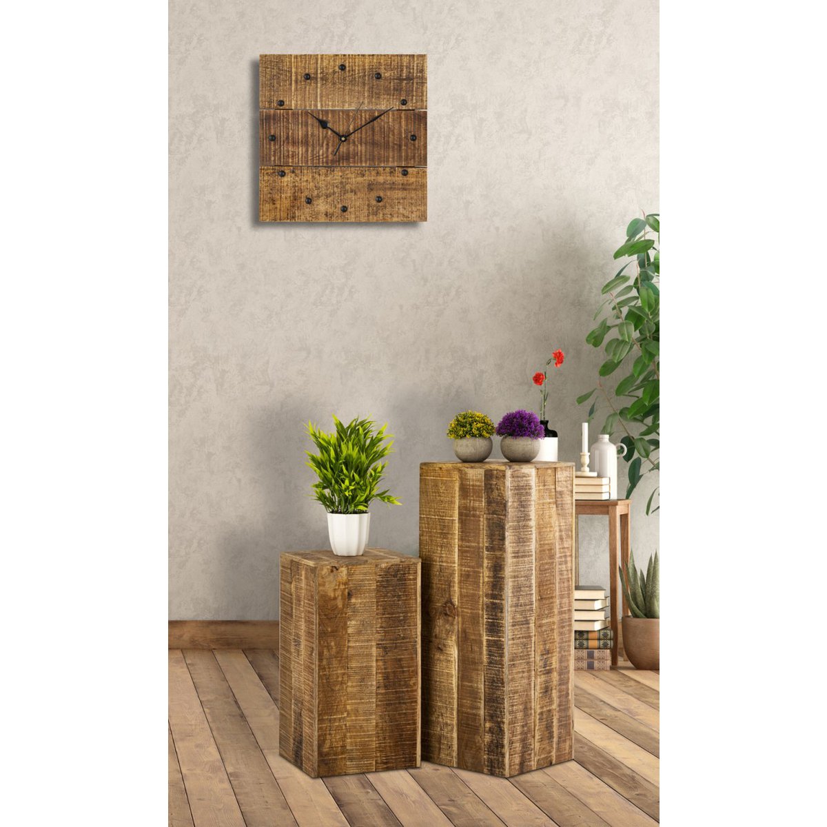 Bloemzuil mangohout 50 of 73cm hoog