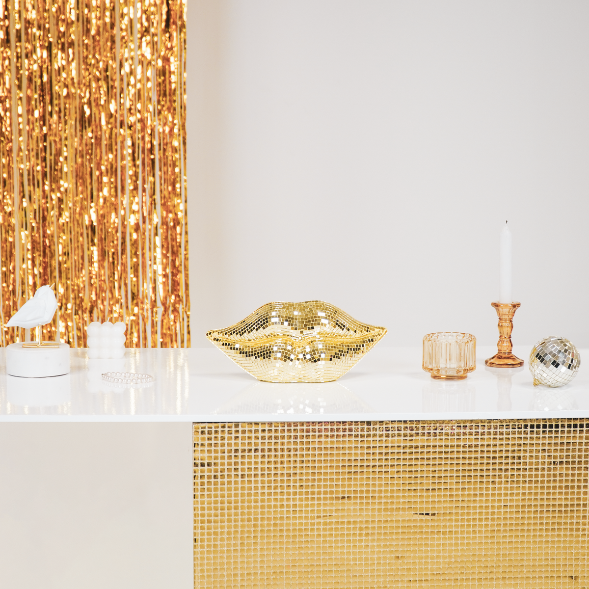 Ornament Disco-lips goud
