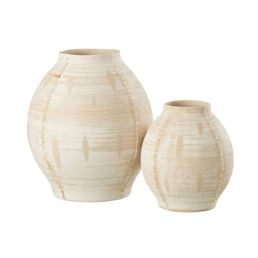 J-Line vaas Rond Steengoed - keramiek - beige - large