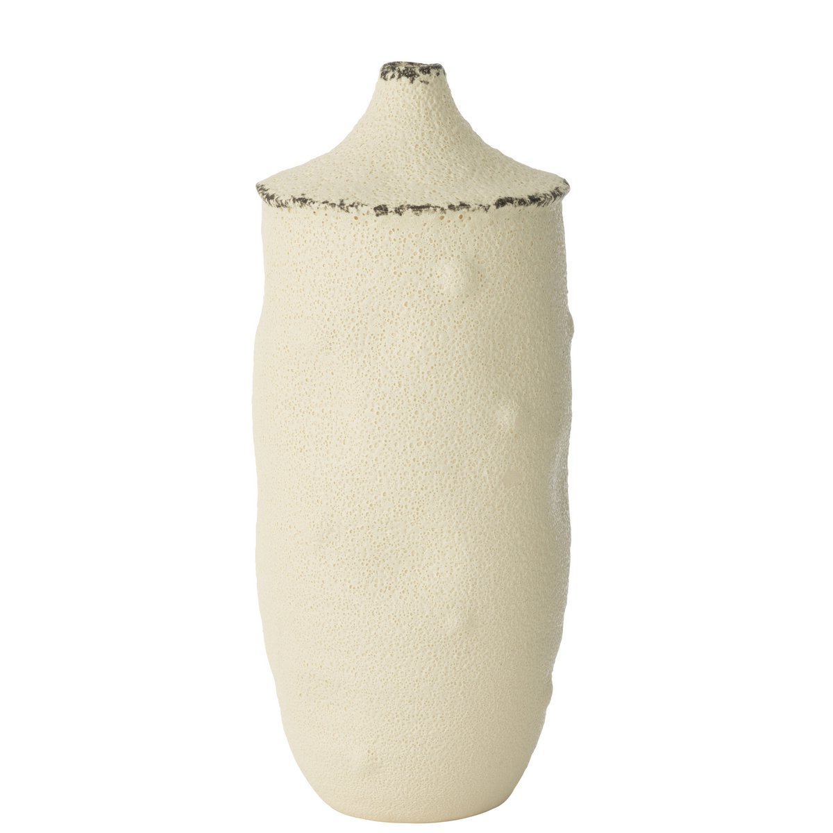 J-Line vaas Bay - keramiek - wit/zwart - large - 40.5 cm hoog