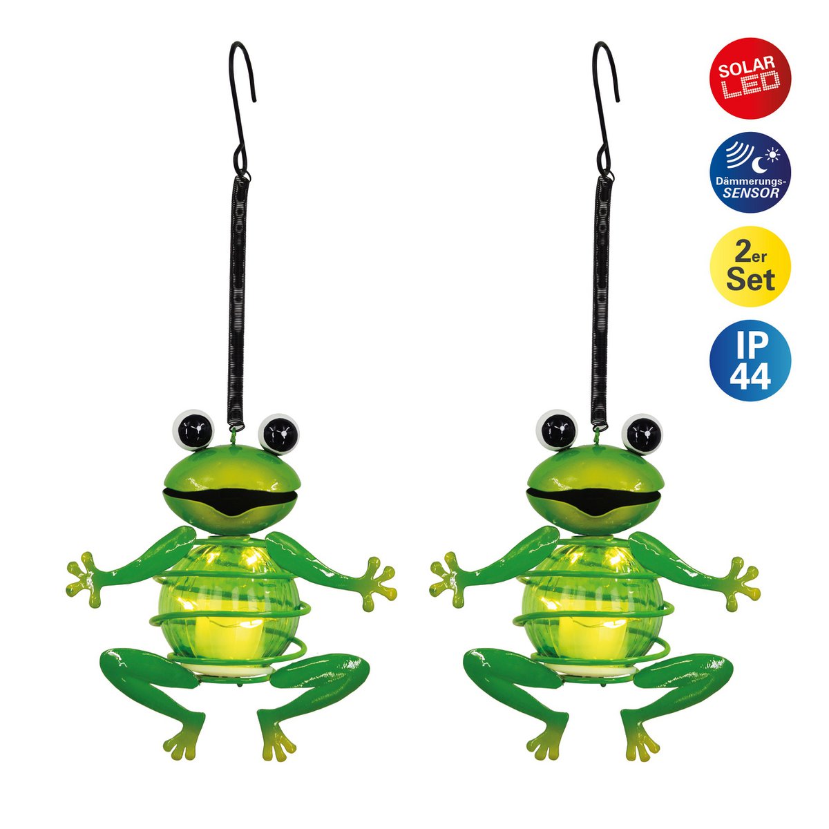 Set van 2 Solar kikkers 20 cm hoog met schemersensor
