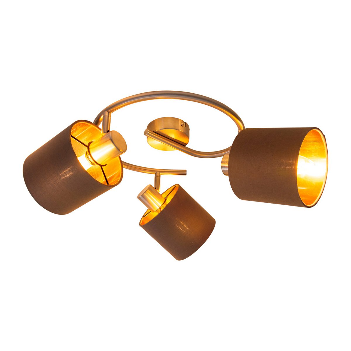 Plafondlamp "Maron" 3 spots cirkel totale lengte 52cm Bruin