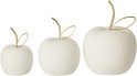 J-Line Set Van 3 Appel Zand Afwerking Porselein Wit/Goudkleurig