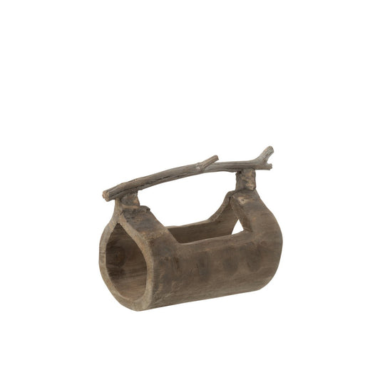 J-Line decoratie Stam Handvat - hout - naturel - small