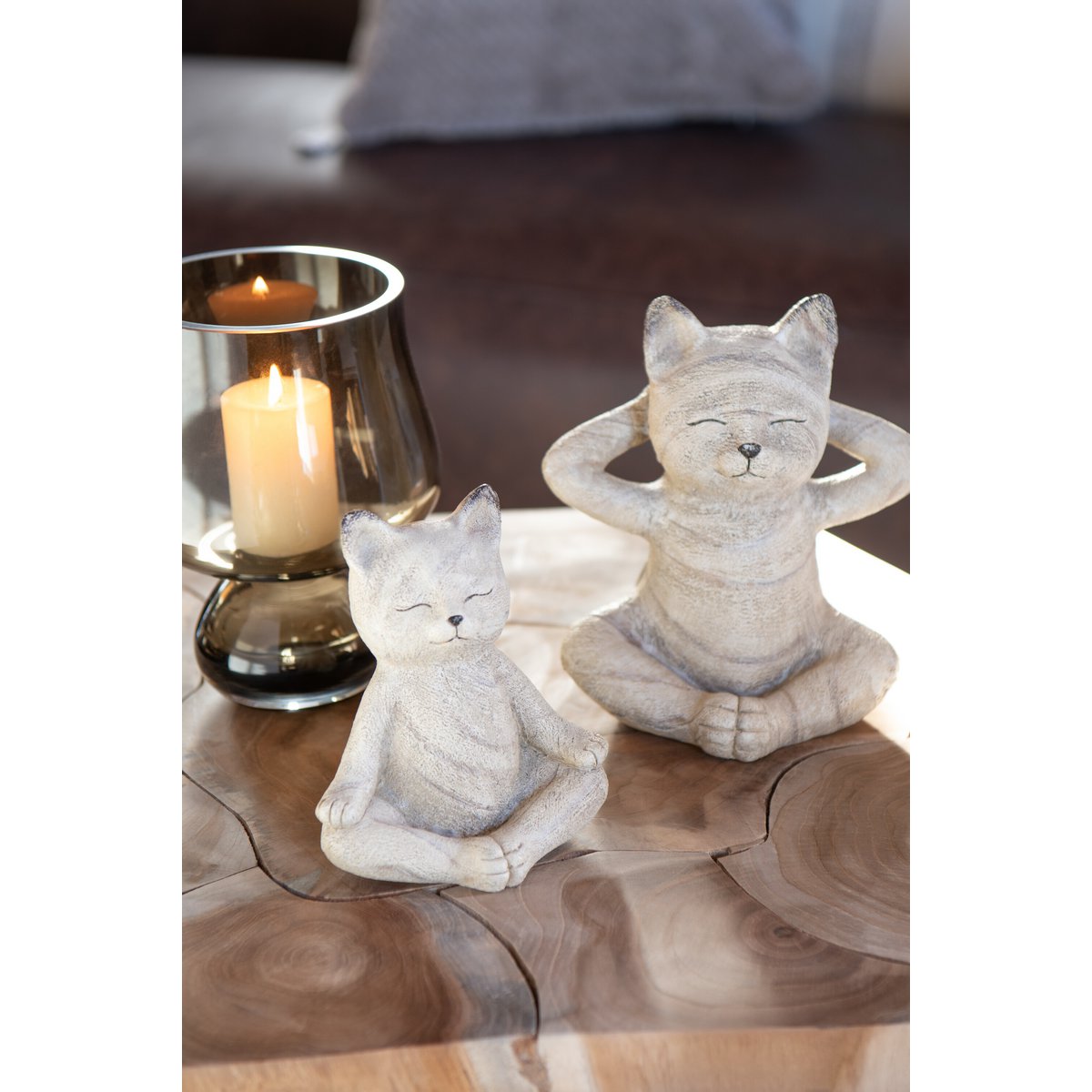 J-Line Set Van 2 Kat Yoga Wood Imitation Poly Naturel
