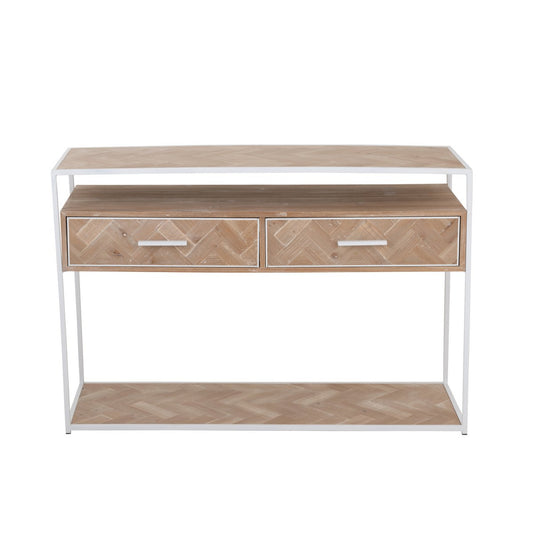 J-Line Console Zigzag 2 Lades Hout/Metaal Naturel/Wit