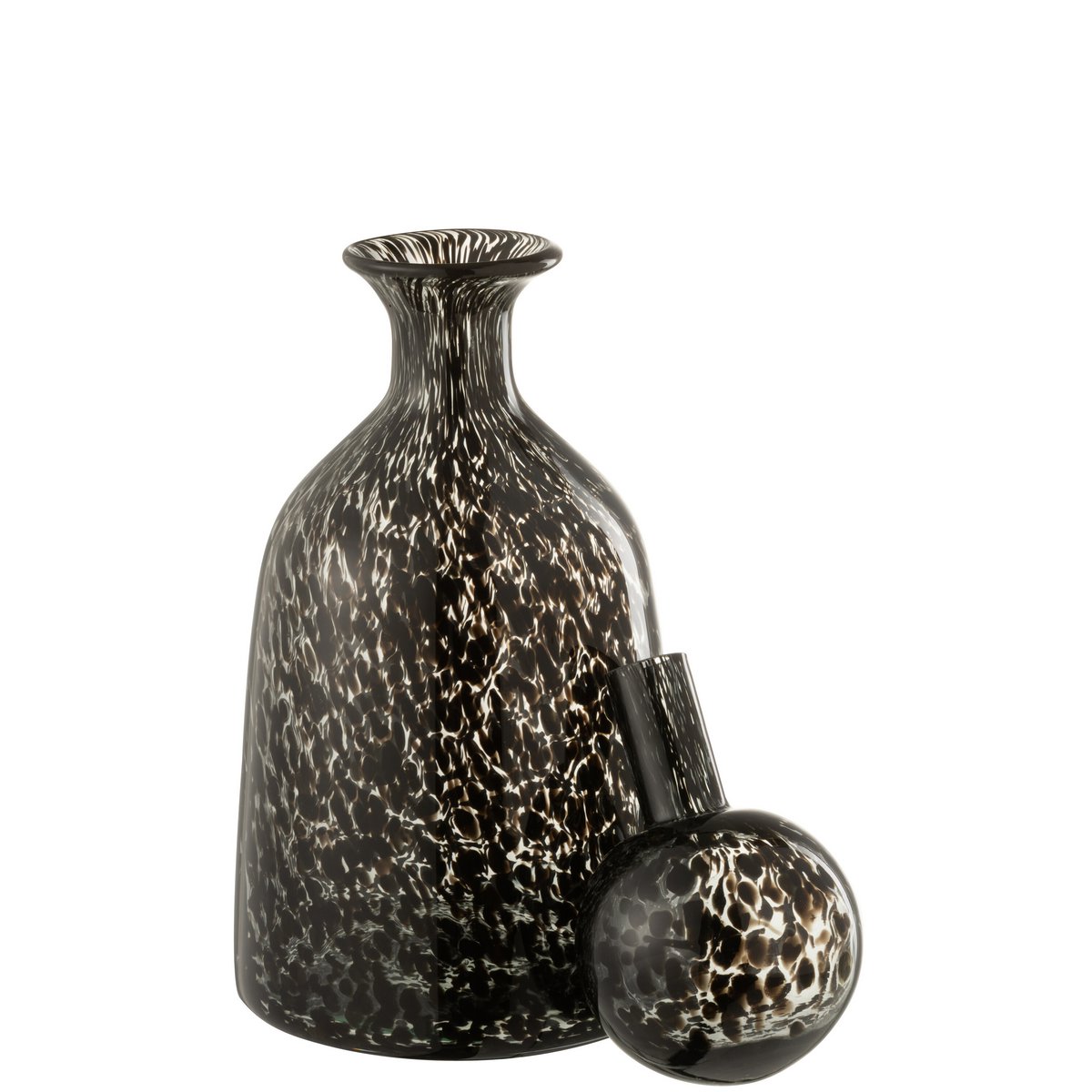 J-Line decoratie Fles + Stop Stip Laag - glas - zwart - small