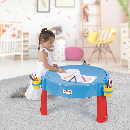Dolu 2-In-1 Watertafel Zandtafel Met Accessoires Blauw/Rood/Geel 98X98X77Cm