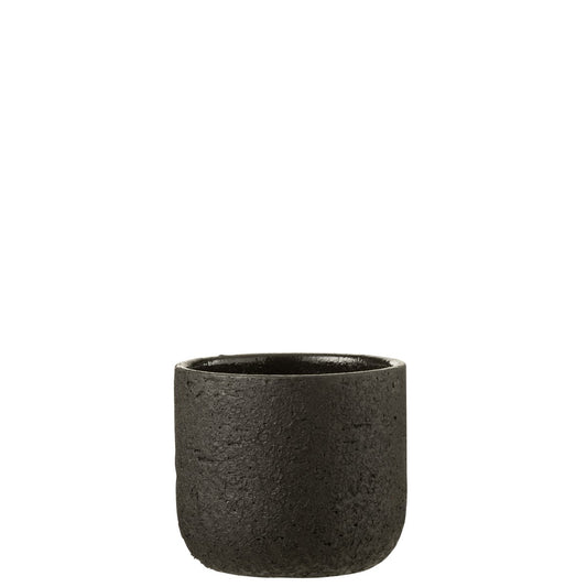 J-Line bloempot Ruw - keramiek - zwart - medium - Ø 18.5 cm