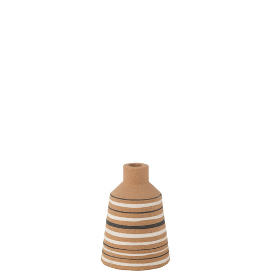 J-Line Vaas Tukano Strepen Terra Bruin/Zwart/Wit Small