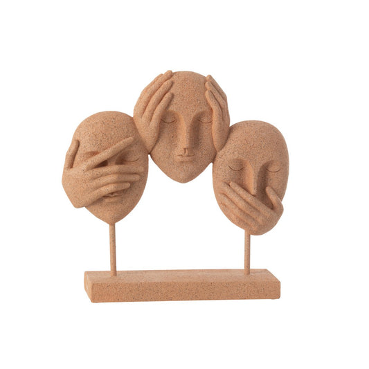 J-Line Gezicht Zien/Horen/Zwijgen Op Voet Resine Terra