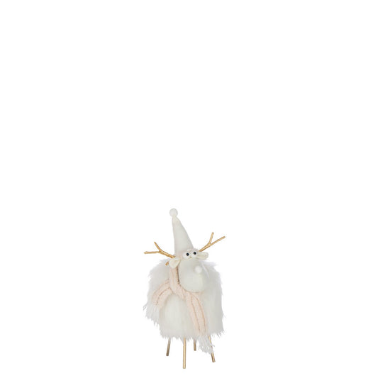 J-Line Rendier Hoed + Sjaal Polyester Wit/Beige Small