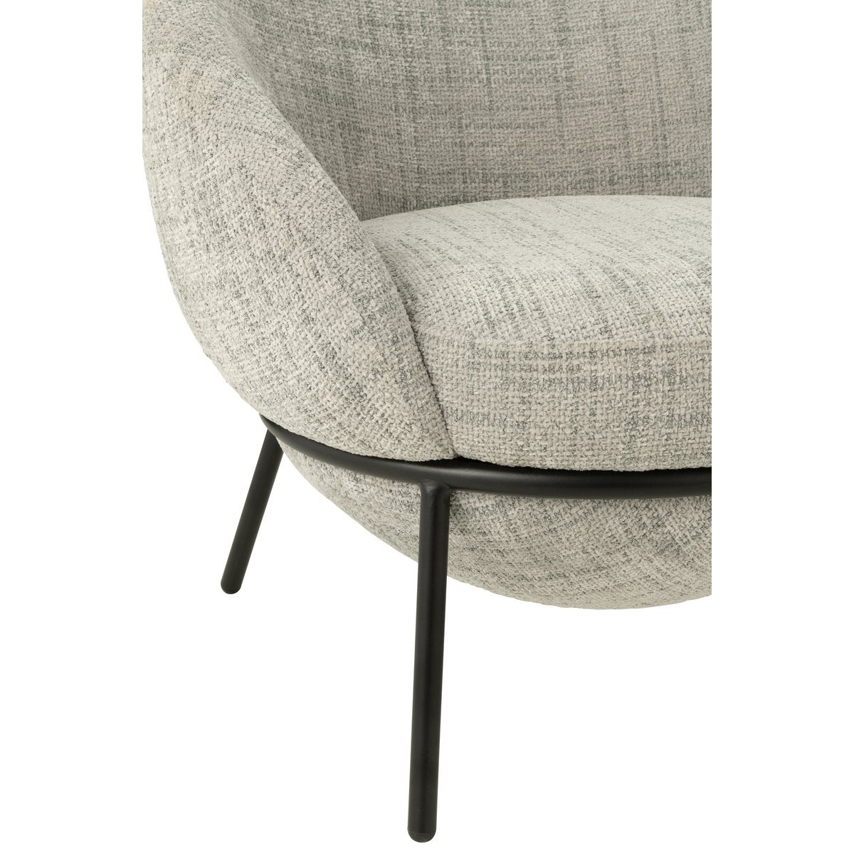 J-Line Loungestoel + Poef Ijzer Grijs/Zwart