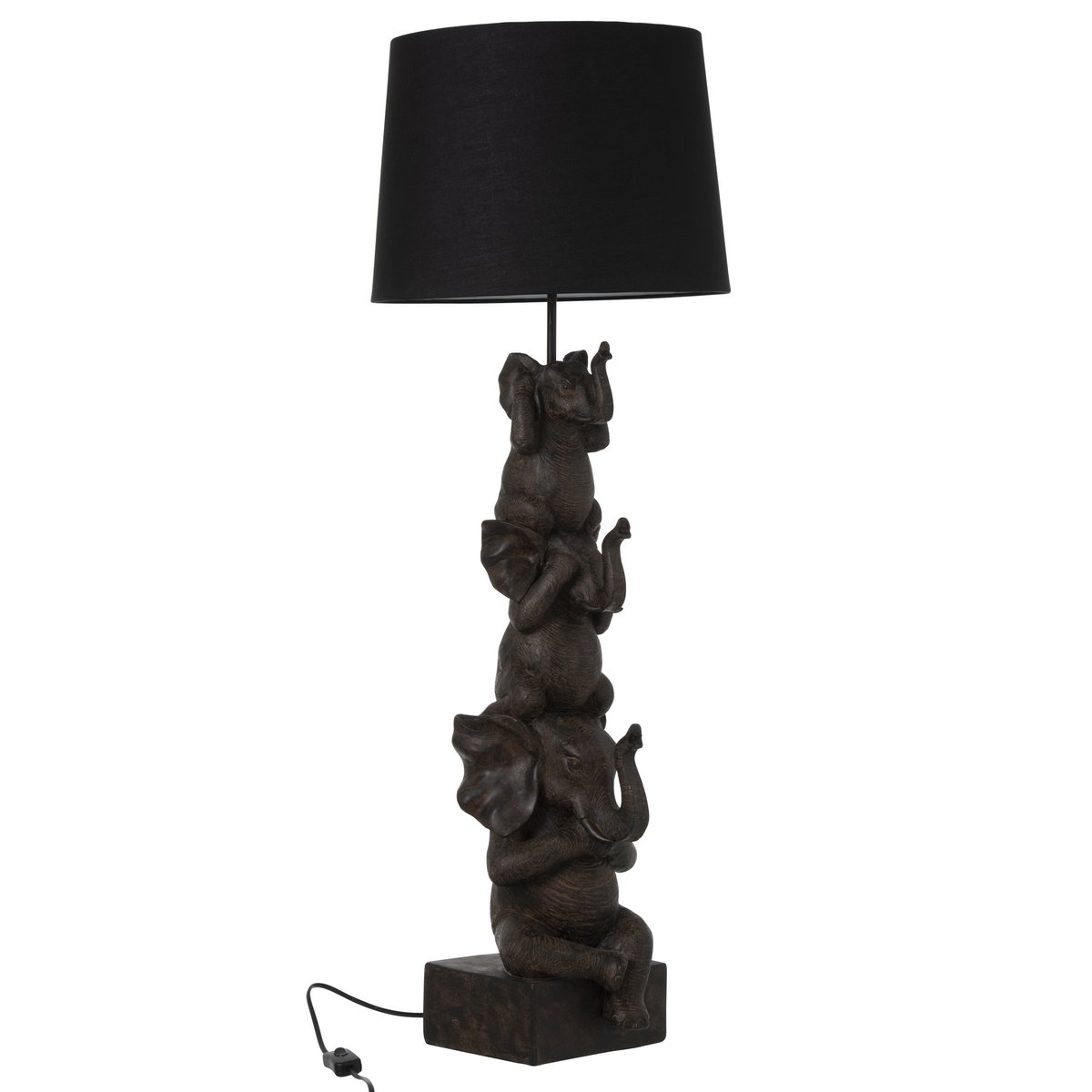J-Line lamp 3 Olifanten - polyresin - bruin