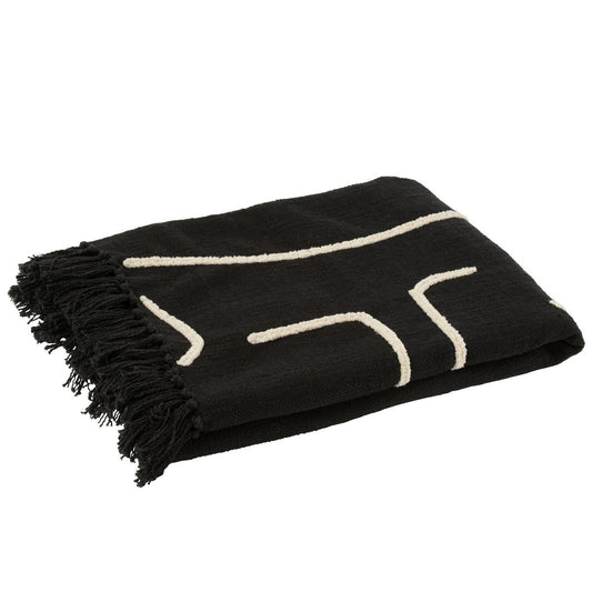 J-Line Plaid Strepen/Bogen Katoen Zwart/Wit