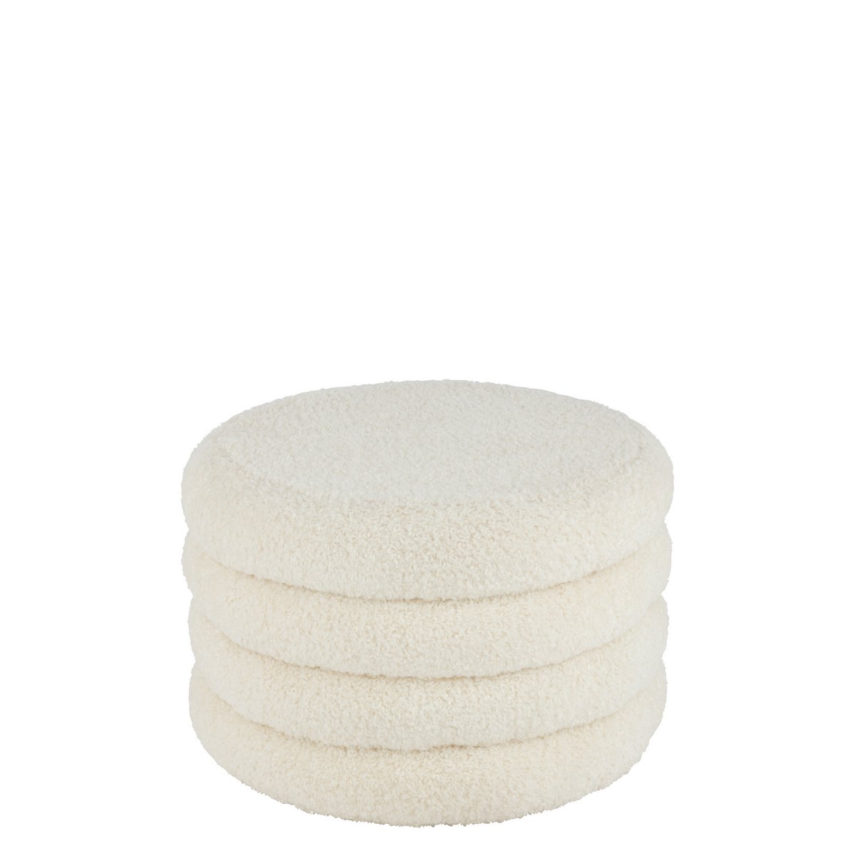J-Line Poef Rond Teddy Polyester Wit