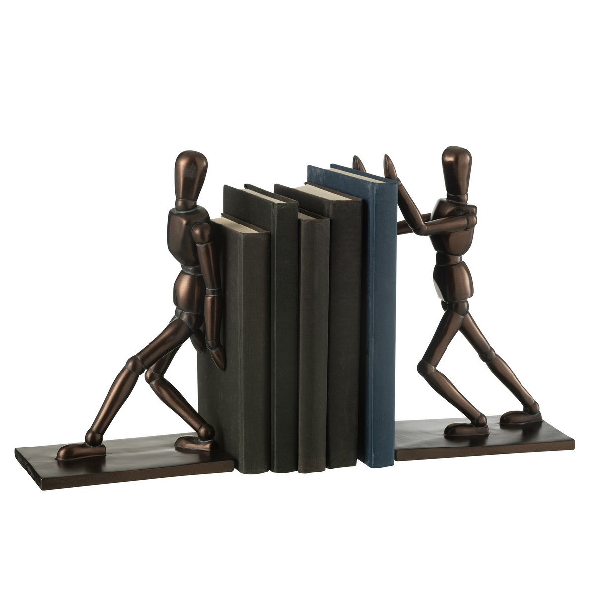J-Line boekensteun Model Mannen - polyresin - bruin - 2 stuks