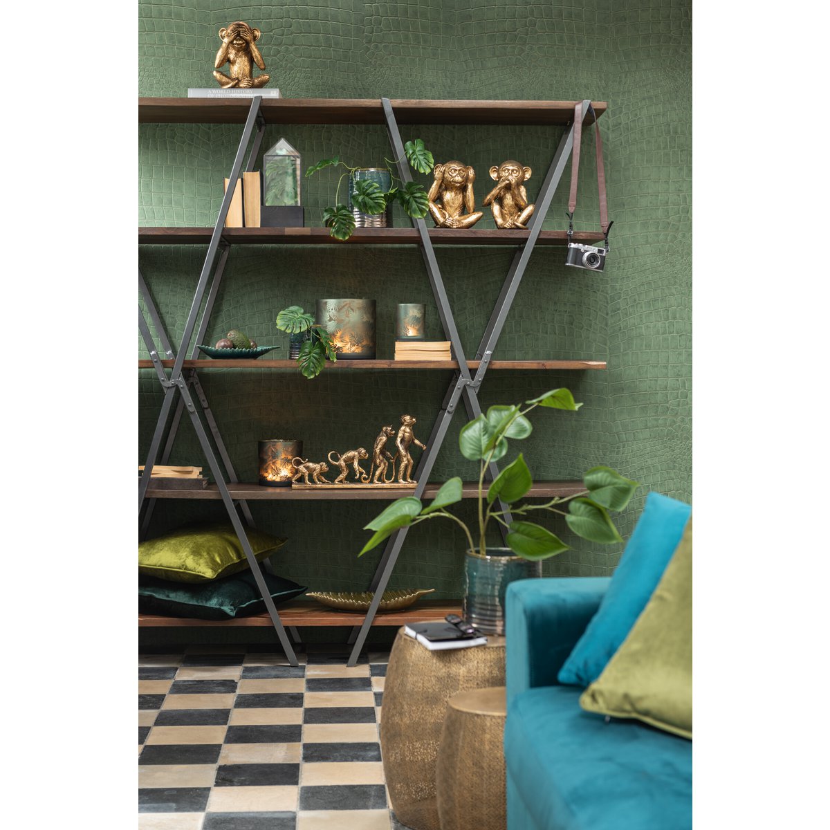 J-Line decoratie Aap Evolutie - polyresin - antiek goud