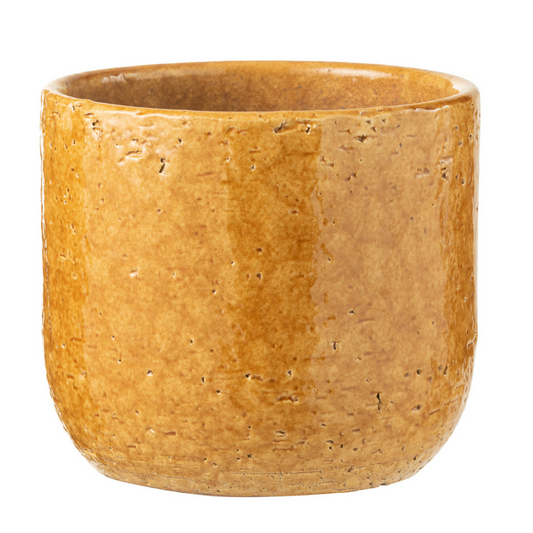 J-Line bloempot Leo - keramiek - oker - large - Ø 20 cm