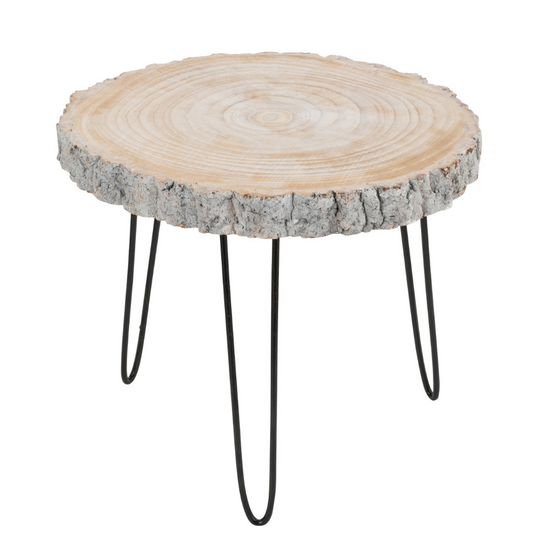 J-Line bijzettafel Paulownia - hout/ijzer - grijs - small