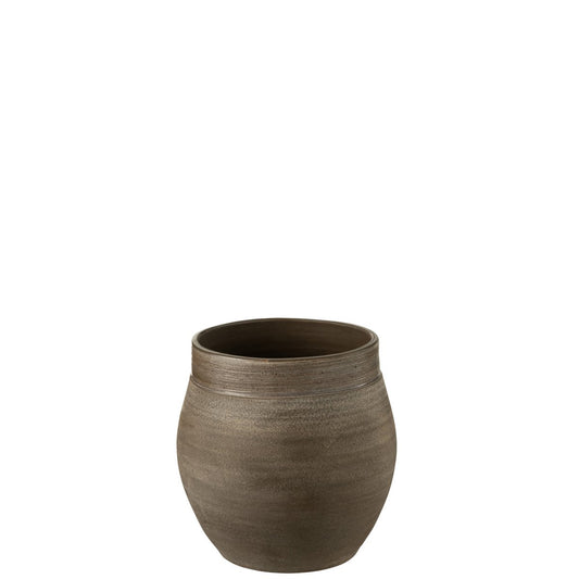 J-Line bloempot Gio - keramiek - bruin - medium - Ø 25 cm