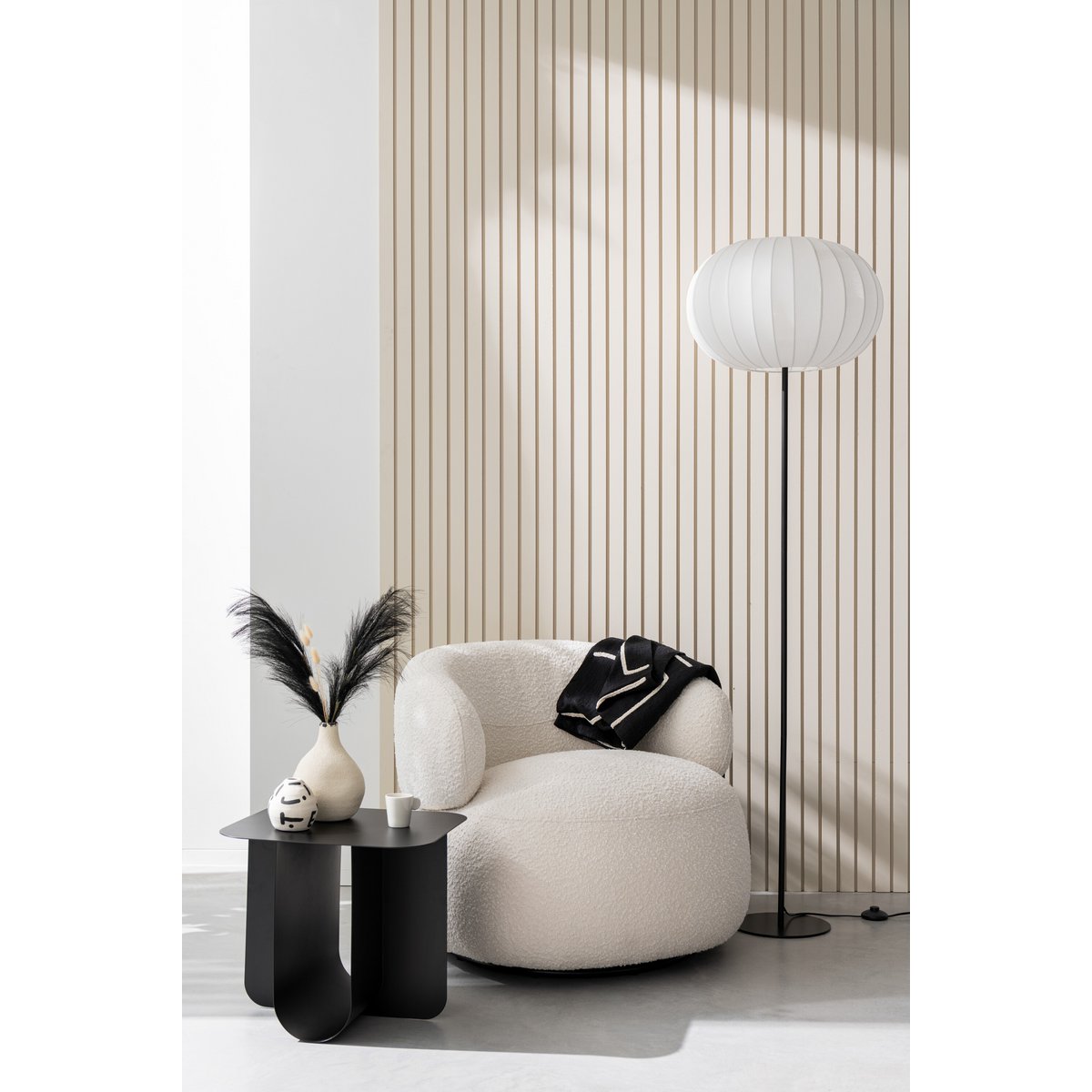 J-Line Staanlamp Lantaarn Metaal/Textiel Wit Large