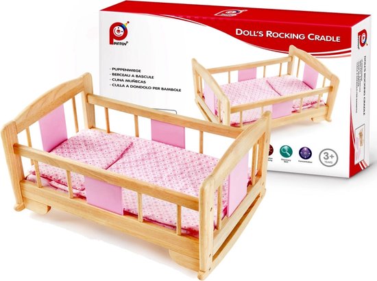 Houten Poppen Schommelbed 53 Cm
