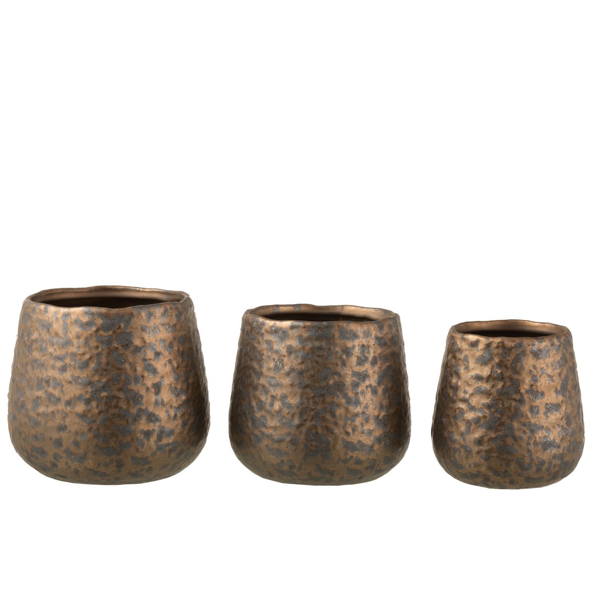 J-Line bloempot Spikkel Rond - keramiek - koper - large - Ø 16 cm
