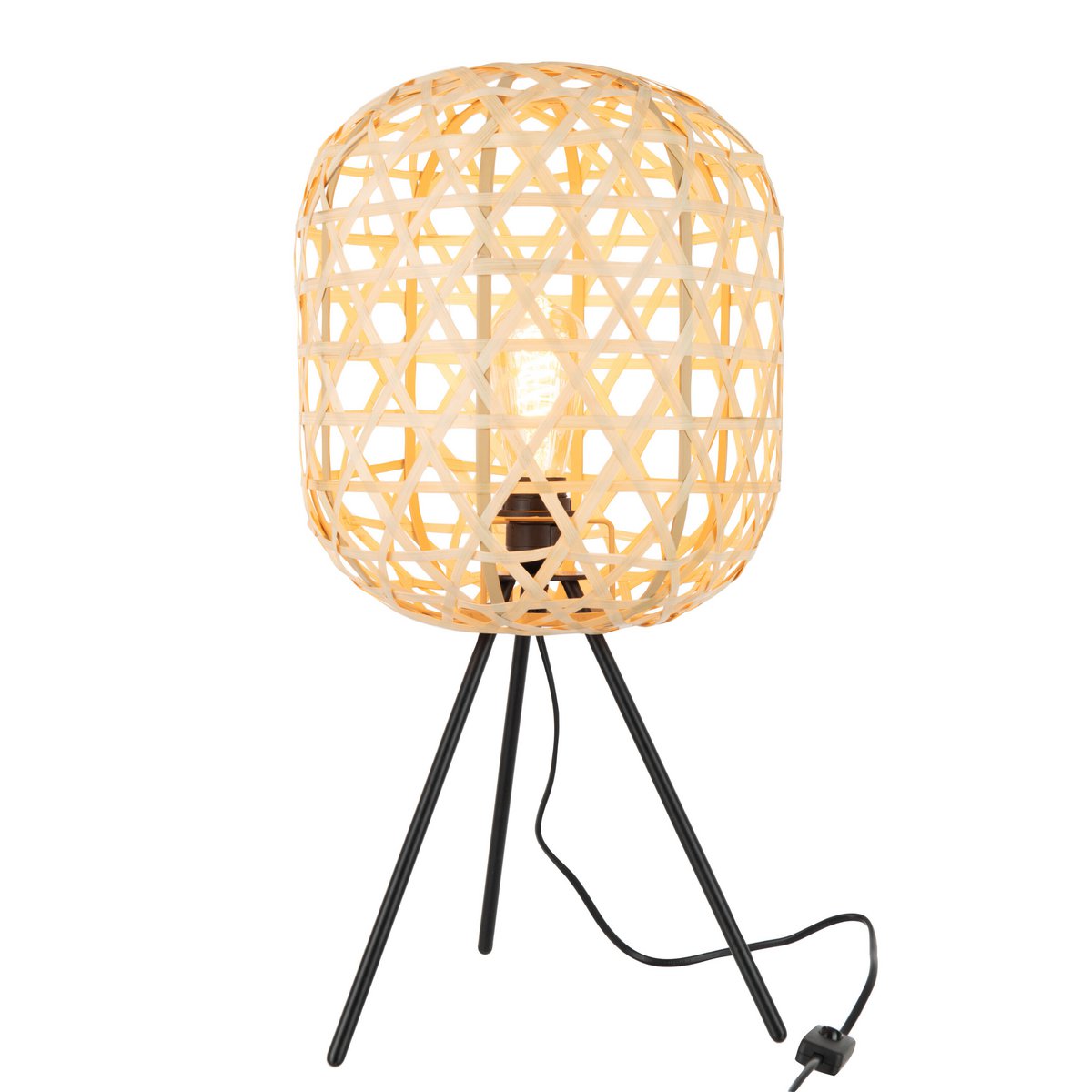 J-Line tafellamp Tripod Rond - bamboe - naturel/zwart