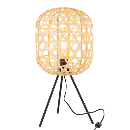 J-Line tafellamp Tripod Rond - bamboe - naturel/zwart