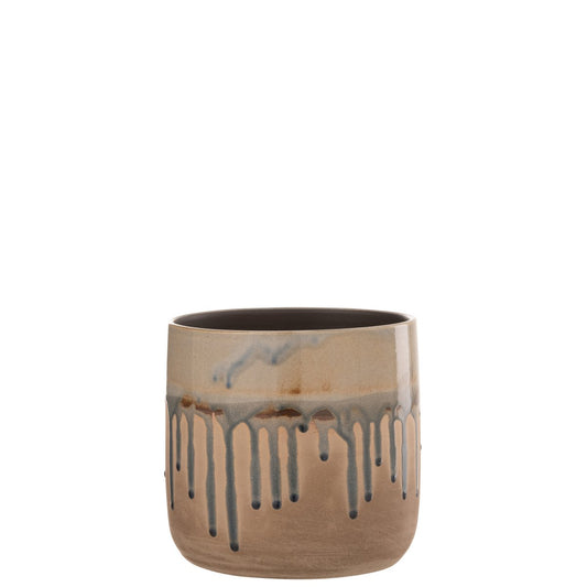 J-Line bloempot Druppel - keramiek - beige/grijs - medium - Ø 18 cm