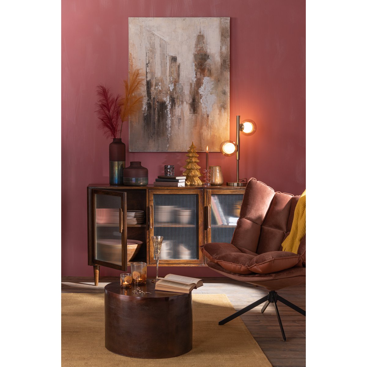 J-Line stoel Relax Kussen Op Frame - textiel/metaal - roest - bruin