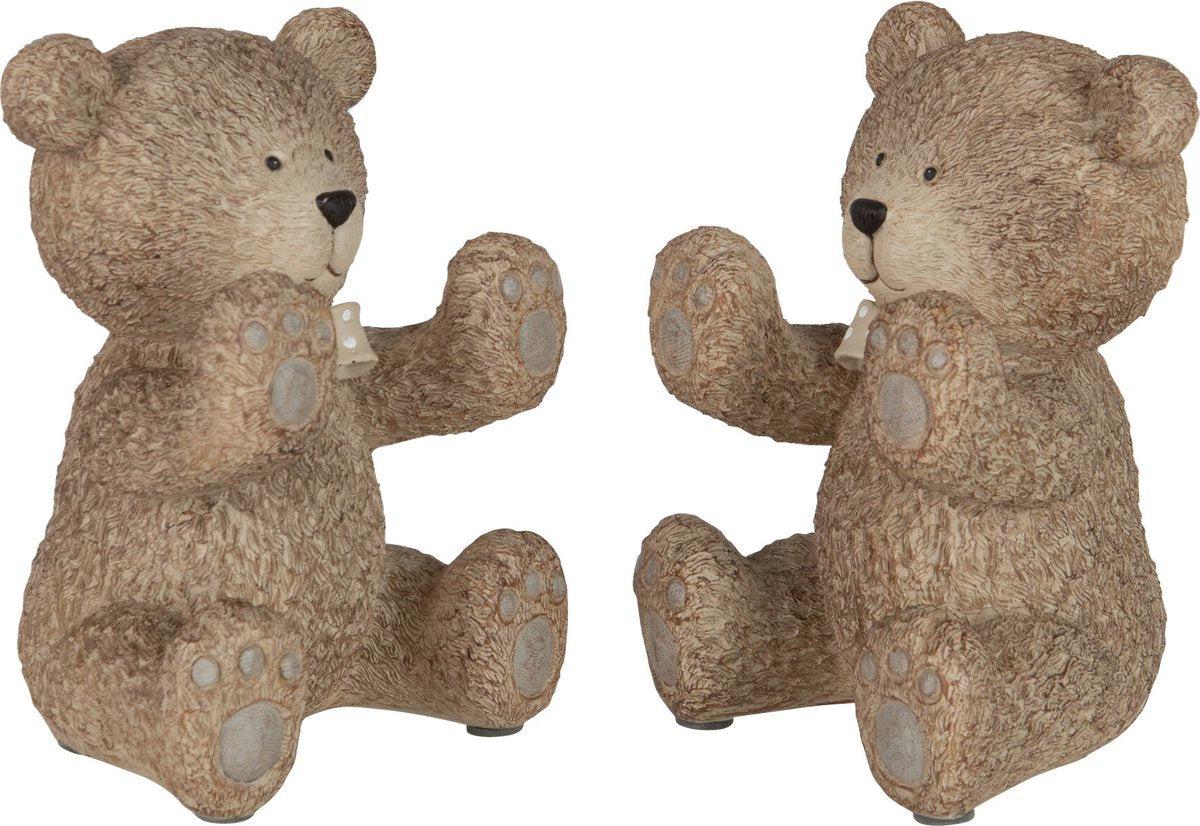 J-Line boekensteun Teddy - polyresin - lichtbruin - 2 stuks