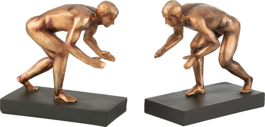 J-Line boekensteun Sporters - Polyresin - brons - 2 stuks