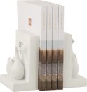 J-Line boekensteun Zwaan - Polyresin - wit - 2 stuks