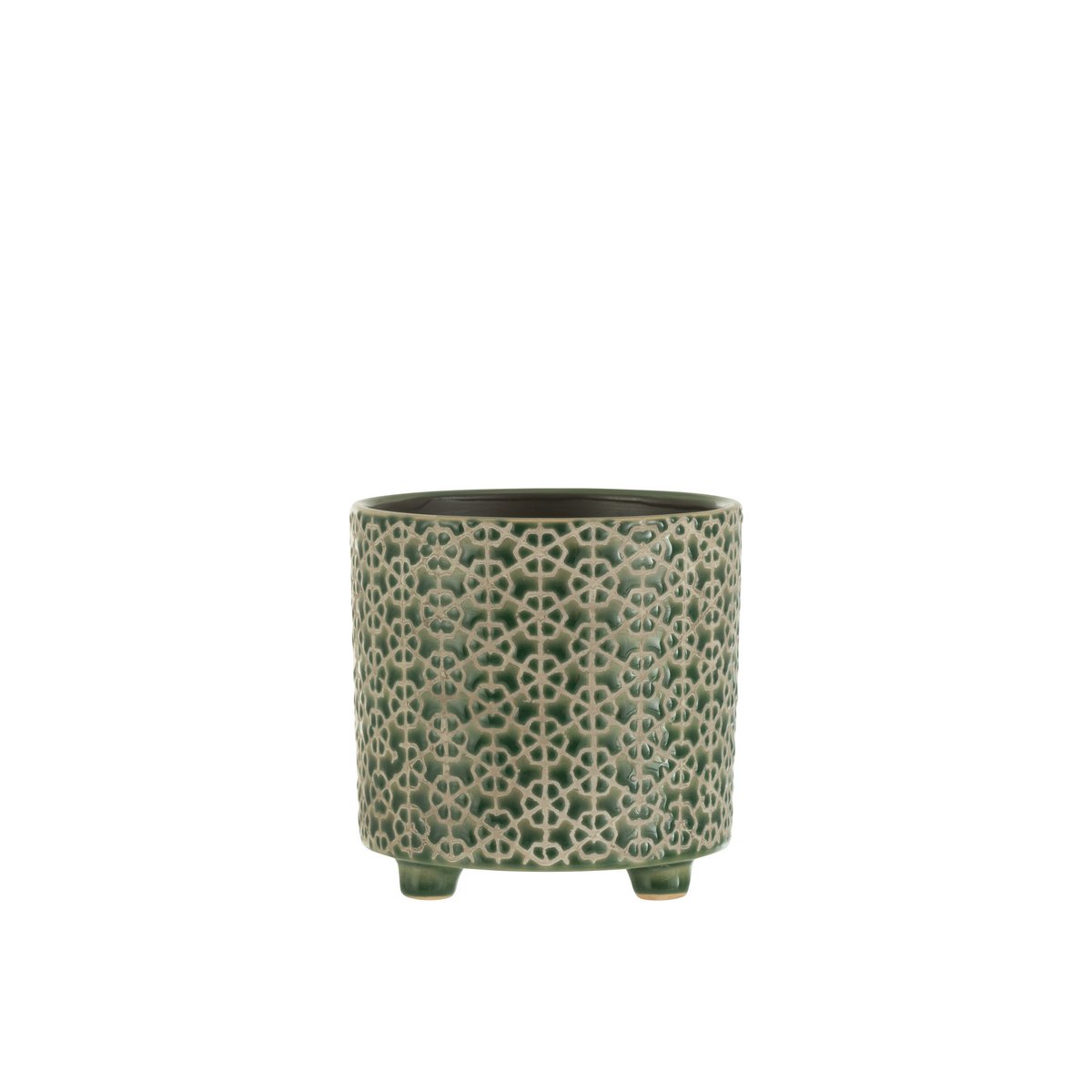 J-Line bloempot Bloem - keramiek - groen - medium - Ø 14 cm