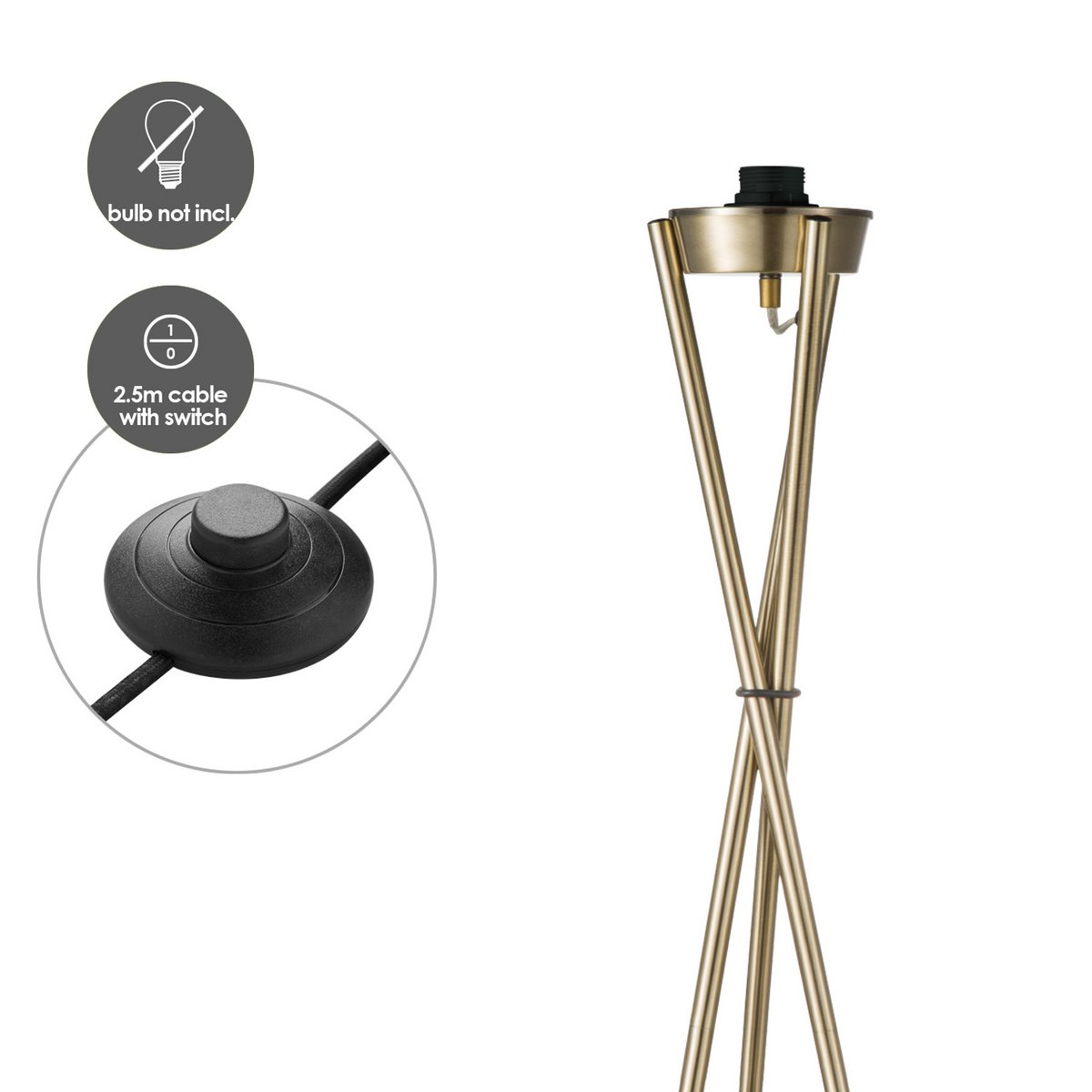 Vloerlamp Bling-Legs Brons-Wit-40cm