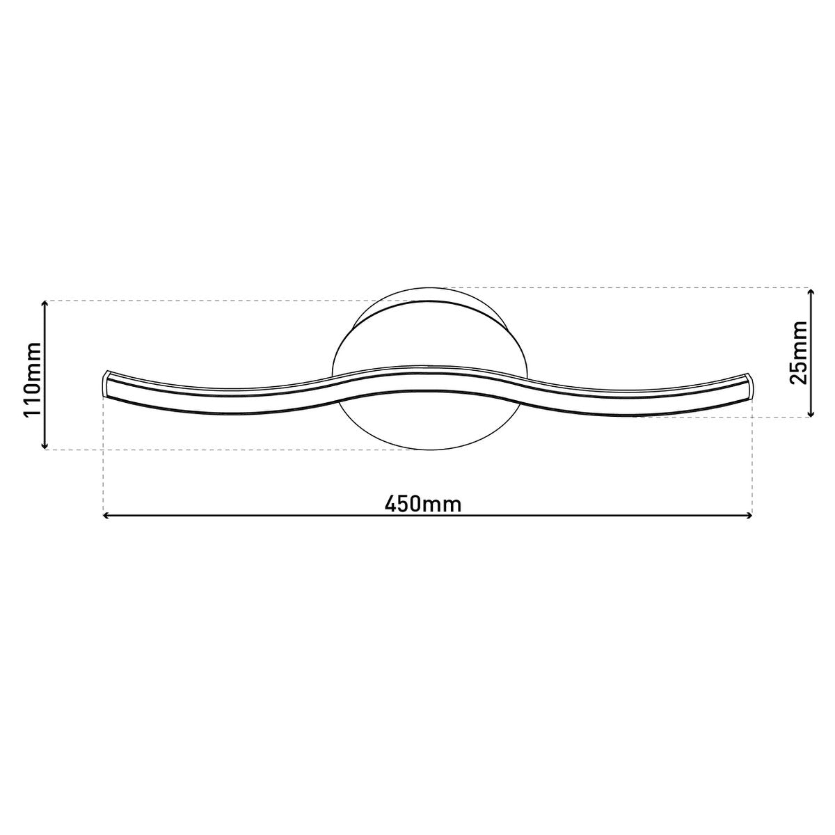 Wand/plafondlamp "Onda" LED lengte 45 cm