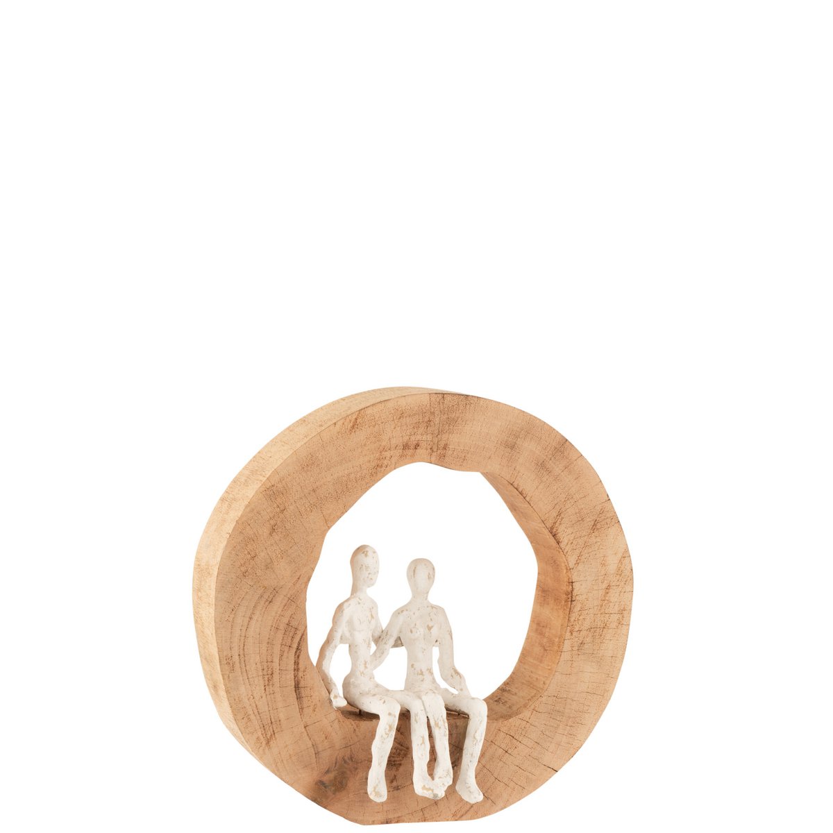 J-Line Figuur Koppel Zit Mango Hout/Aluminium Naturel/Wit