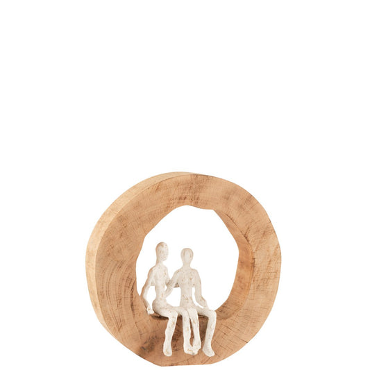 J-Line Figuur Koppel Zit Mango Hout/Aluminium Naturel/Wit