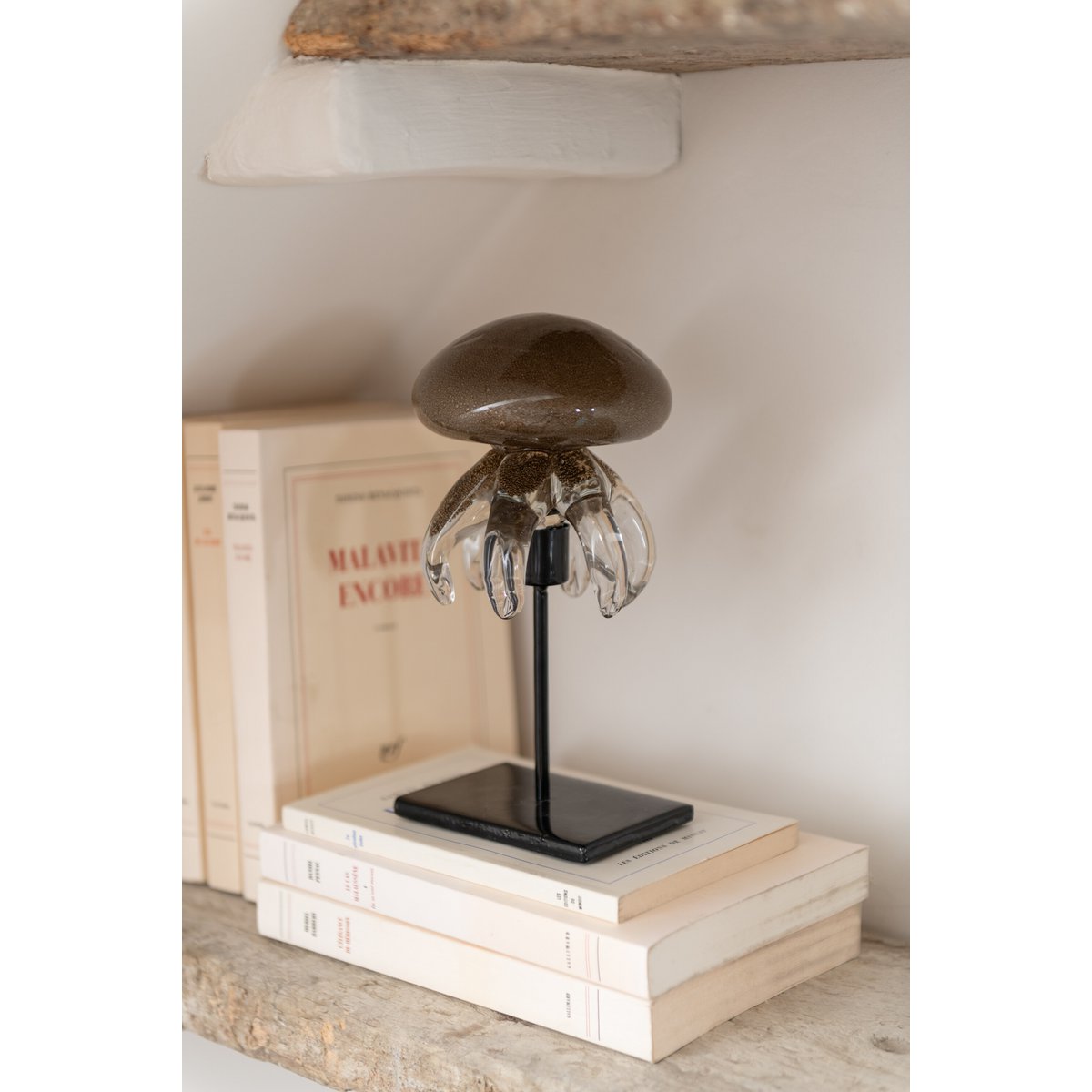 J-Line decoratie Kwal Op Voet - glas - bruin - large