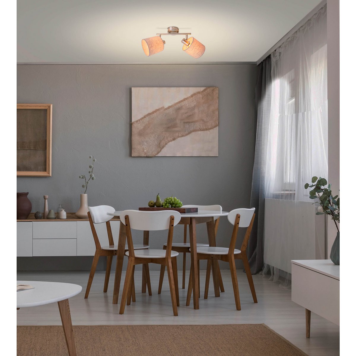 Plafondlamp "Maron" 2 spots lengte 46cm Grijs