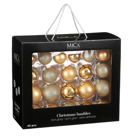 Kerstballen Set - 42 Stuks - Ø7 cm - Glas - Goud