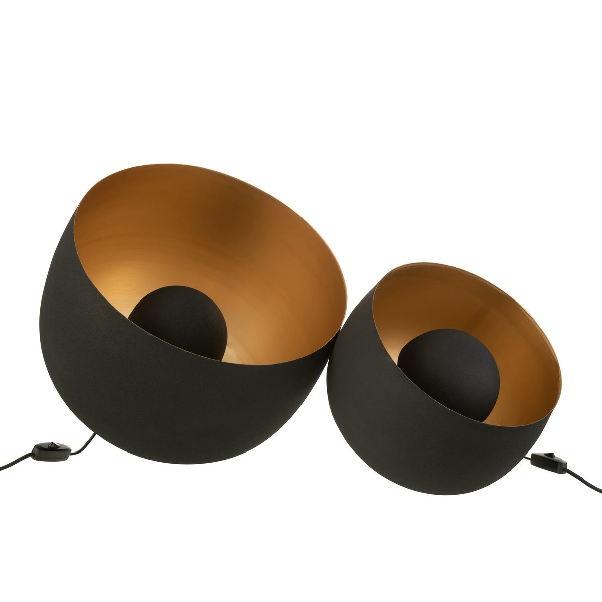 J-Line tafellamp Rond - metaal - zwart/goud - large