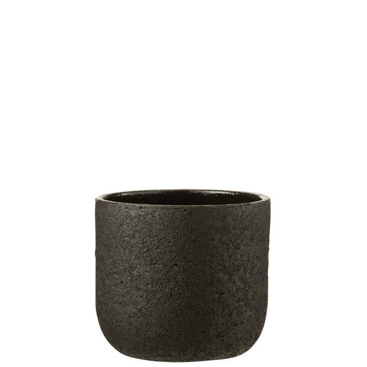 J-Line bloempot Ruw - keramiek - zwart - large - Ø 22 cm