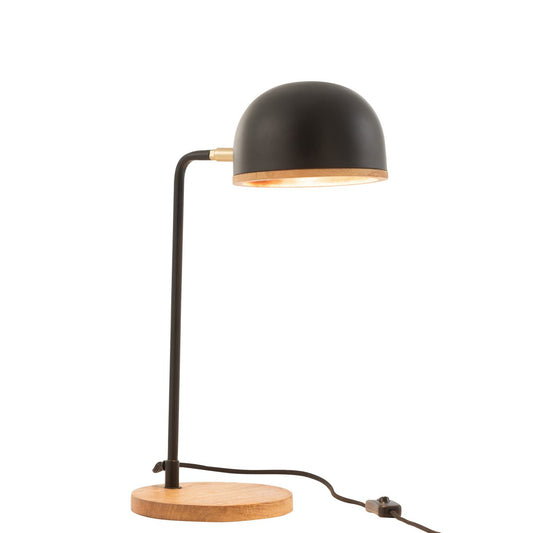 J-Line tafellamp Evy - metaal/hout - zwart/naturel