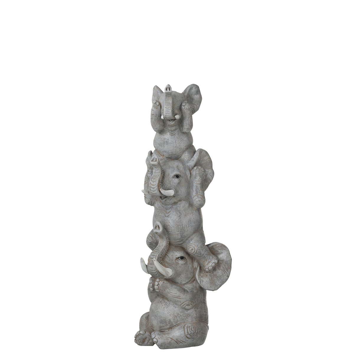 J-Line figuur Olifant Horen/Zien/Zwijgen - polyresin - grijs