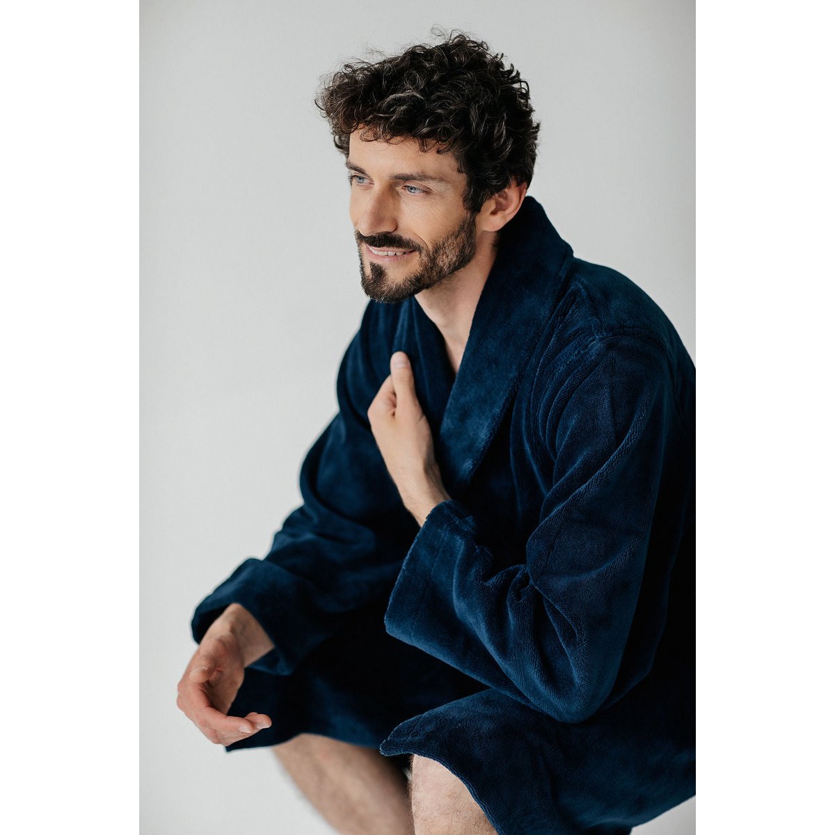 Teddy badjas Dark Denim