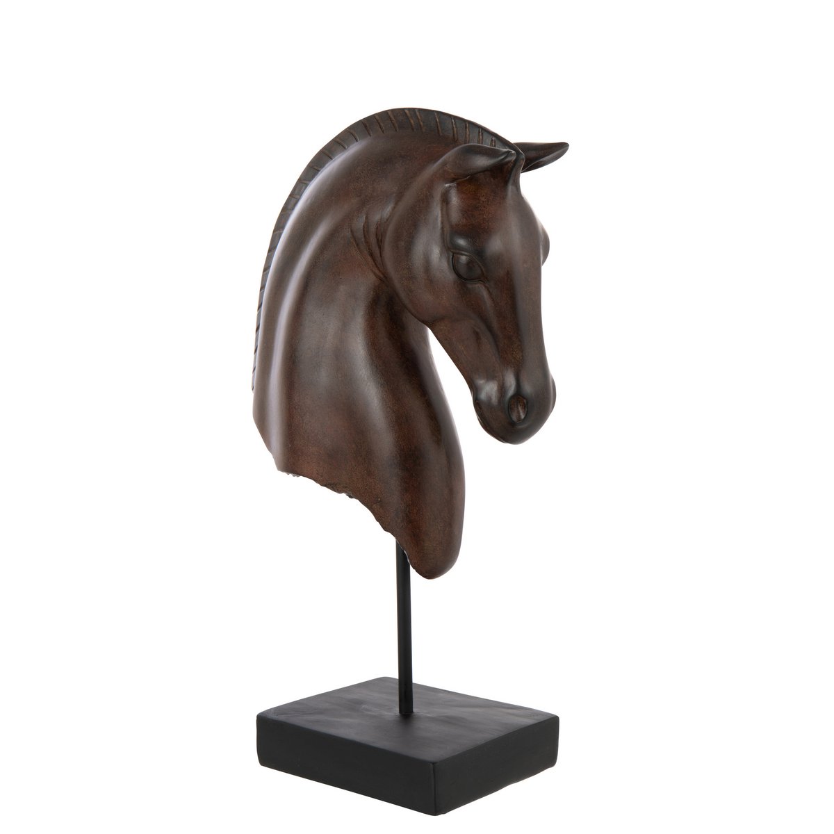 J-Line Paard Hoofd Laag Polyresin Donkerbruin